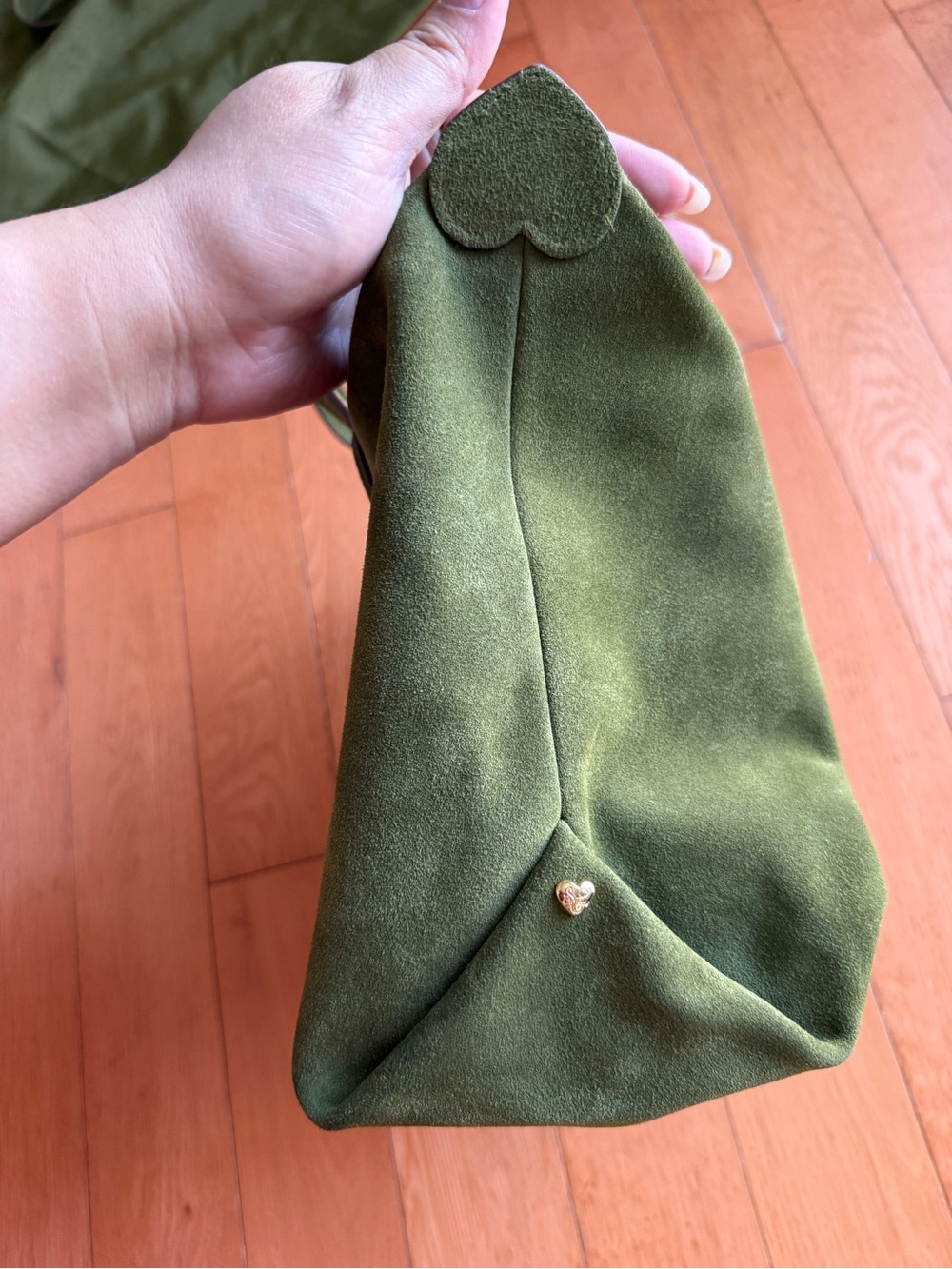 Stoney Clover Lane Suede Leather Pittsford Pouchette Shoulder Bag 29 - Olive - Picture 7 of 15